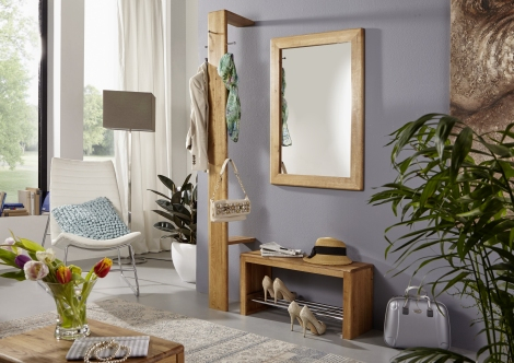 Garderobe Set Holz massiv Wildeiche Z23073