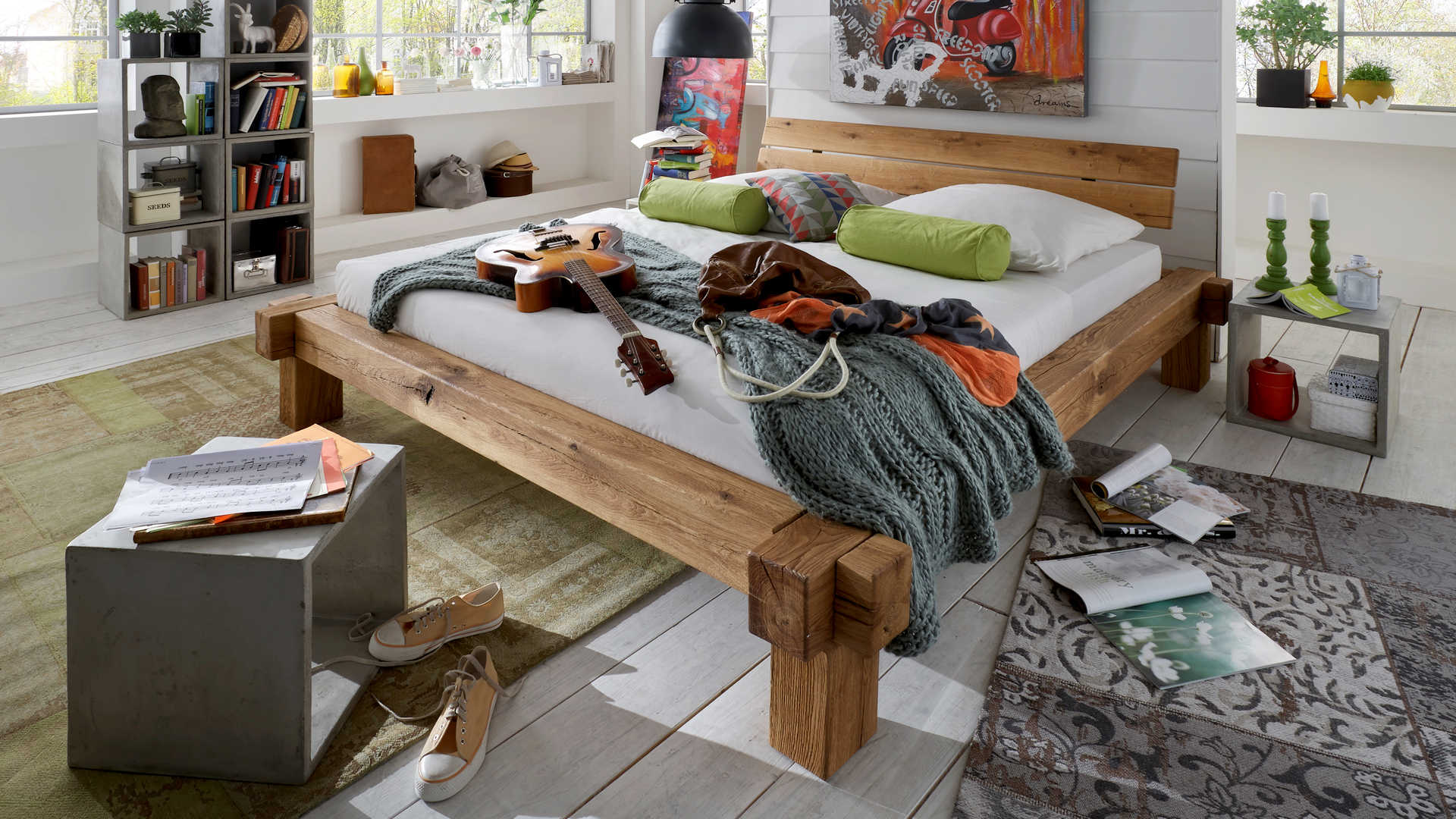 Balkenbett Wildeiche massiv Z23115-2
