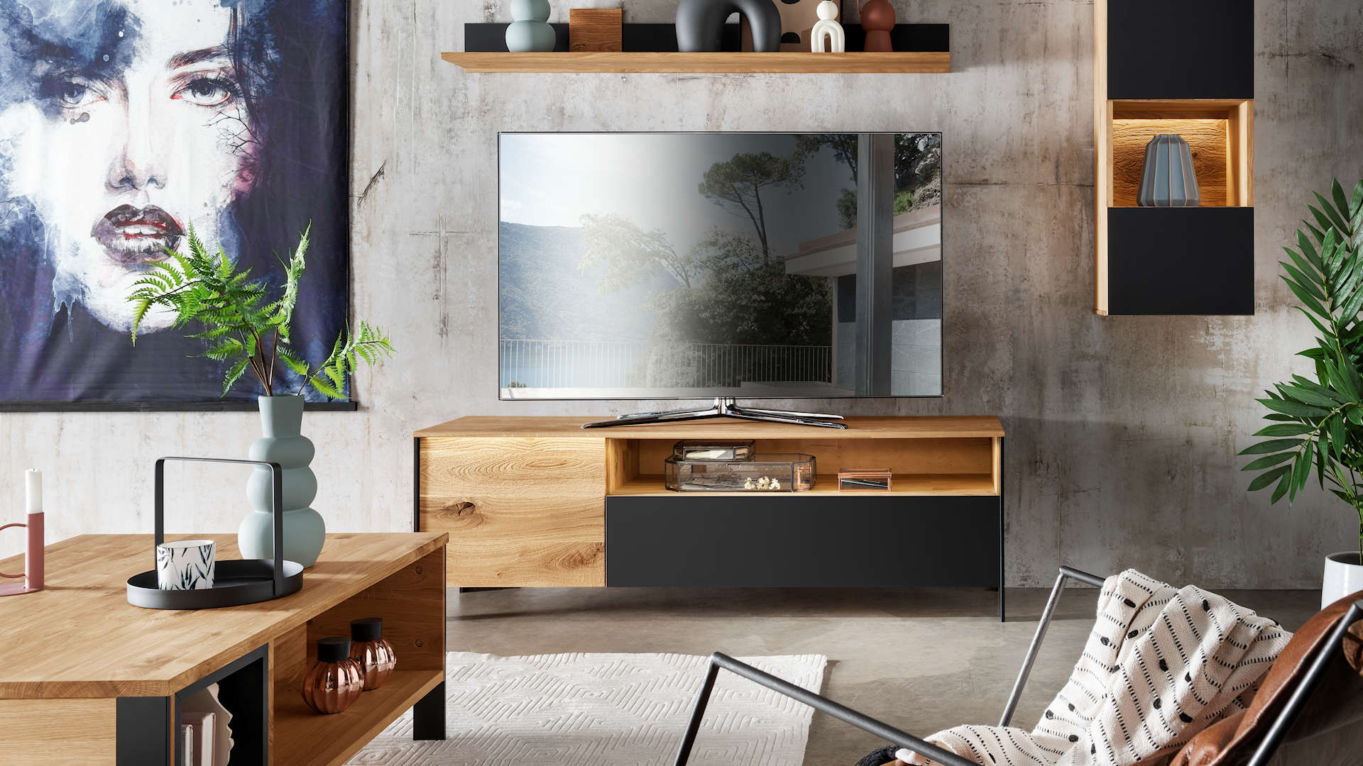 Wohnwand Massivholz Z23116