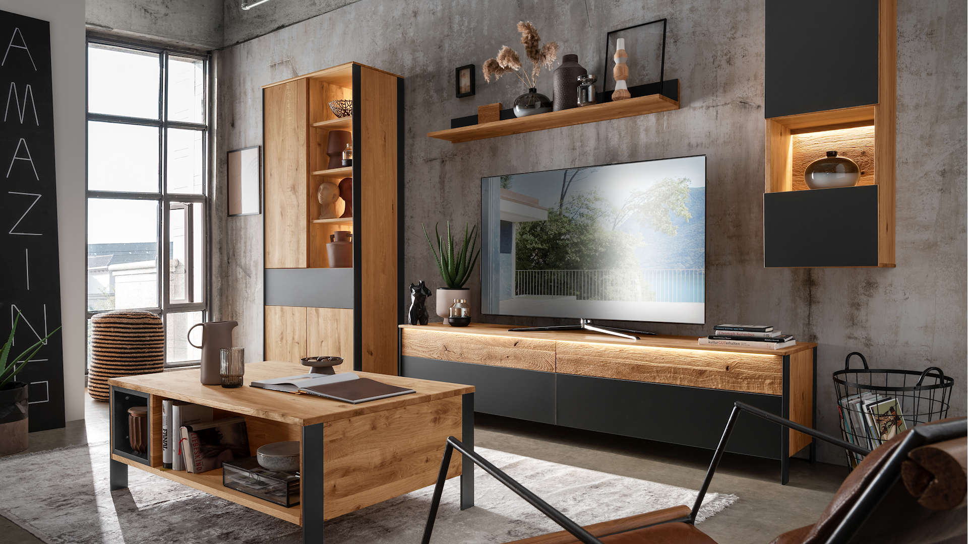 Wohnwand Massivholz Z23116-1